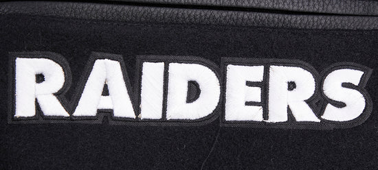 PRO STANDARD MEN'S NFL LAS VEGAS RAIDERS MASHUP RIB WOOL BLACK/GREY VARSITY JACKET